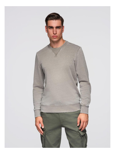 Ombre Washed men's sweatshirt with decorative stitching at the neckline - beige