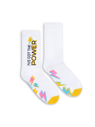 Banana Socks Unisex's Socks Classic I've got the Power White
