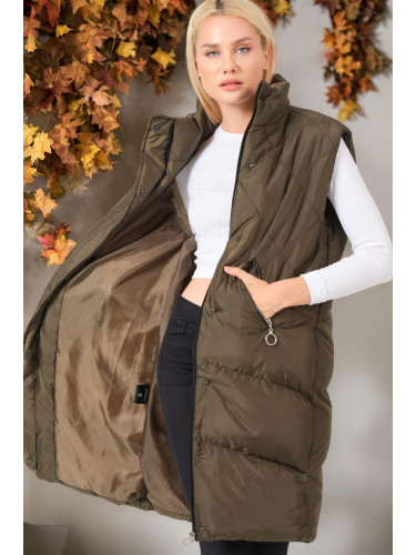 Z6743 DEWBERRY WOMEN'S VEST-PLAIN KHAKI