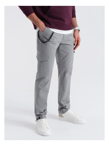 Ombre Men's pants with cargo pockets and leg hem - grey