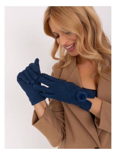 Navy blue gloves with geometric patterns