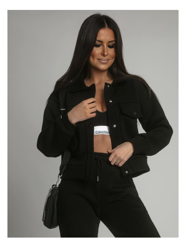 Women's warm set of bomber jackets and sweatpants, black