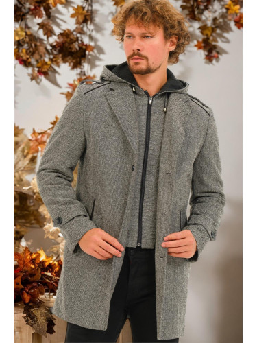 PLT8401 DEWBERRY MEN'S COAT-LIGHT DIAGONAL GREY