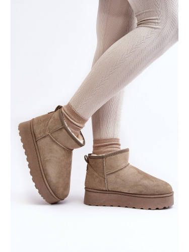 Boto Дамски ботуши за сняг на платформа, подплатени с изкуствен косъм Зелени Xamella