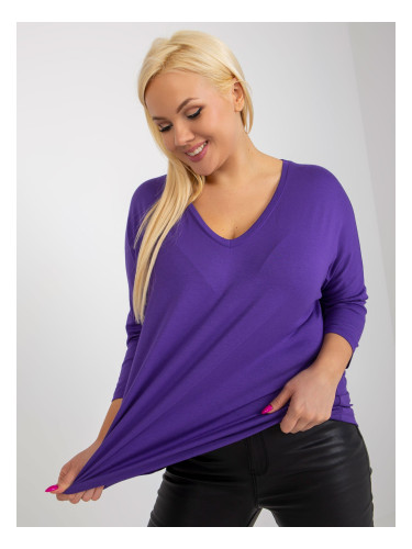 Dark purple loose basic plus size blouse