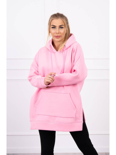 Insulated sweatshirt with side slits light pink