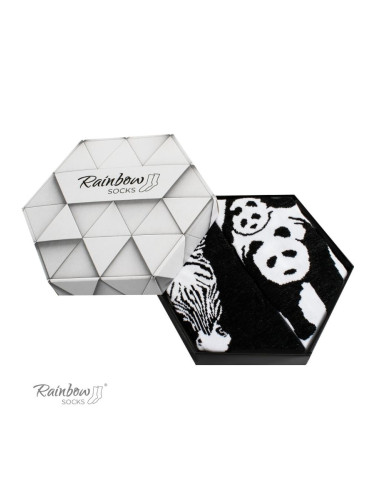 ZOOKSY/RAINBOW SOCKS Чорапи Rainbow с животински мотиви Зебра Панда черно и бяло 2 чифта