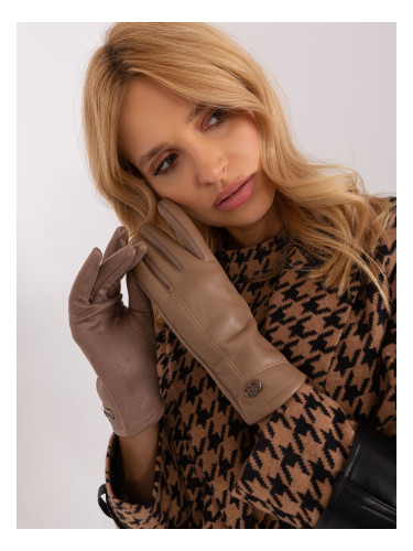 Dark beige elegant women's gloves