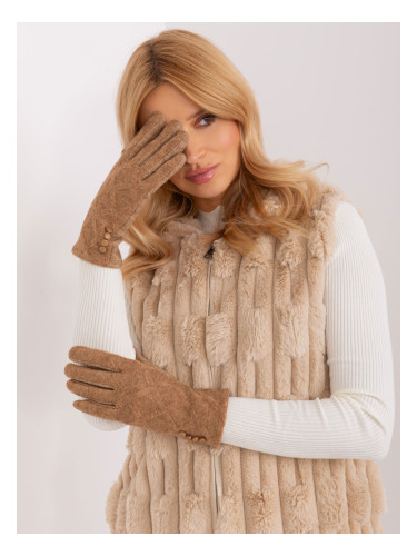 Camel winter gloves with buttons