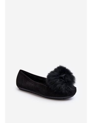 Women's loafers with fur black Novas