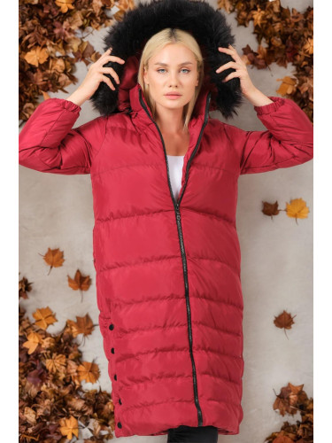 Z6740 DEWBERRY WOMEN'S COAT-PLAIN BURGUNDY