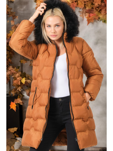 Z6760 DEWBERRY LADIES' COAT-PLAIN TAN