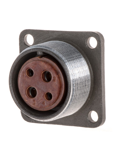 Съединител военен, за панел, женски, 4пина, 560V, метал