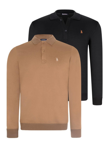 DOUBLE SET V4007 DEWBERRY MEN'S SWEATSHIRT-BLACK-CAMEL