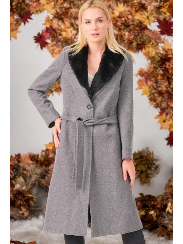Z6671 DEWBERRY LADIES' COAT-PLAIN GREY