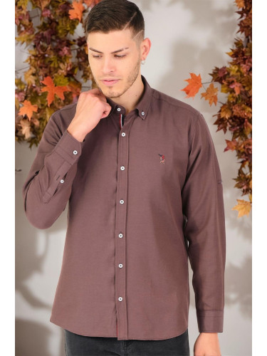 G674 DEWBERRY MEN'S SHIRT-PLAIN BROWN