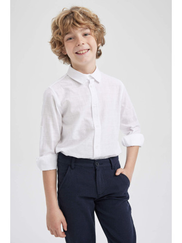 DEFACTO Boy Regular Fit Polo Neck Poplin Long Sleeve Shirt