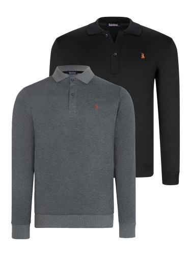 DOUBLE SET V4007 DEWBERRY MEN'S SWEATSHIRT-BLACK-ANTHRACITE