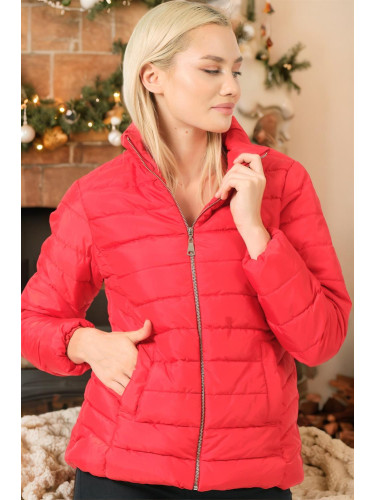 Z6746 DEWBERRY LADIES COAT-PLAIN RED