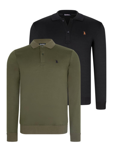 DOUBLE SET V4007 DEWBERRY MEN'S SWEATSHIRT-BLACK-KHAKI