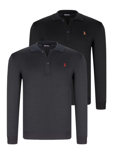 DOUBLE SET V4007 DEWBERRY MEN'S SWEATSHIRT-BLACK-NAVY BLUE
