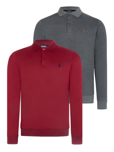 DOUBLE SET V4007 DEWBERRY MEN'S SWEATSHIRT-BURGUNDY-ANTHRACITE