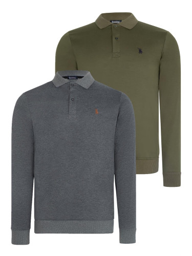 DOUBLE SET V4007 DEWBERRY MEN'S SWEATSHIRT-ANTHRACITE-KHAKI