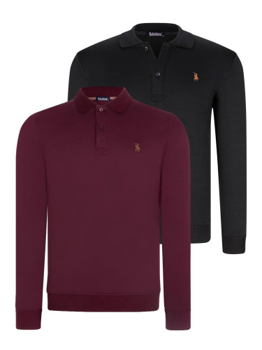 DOUBLE SET V4007 DEWBERRY MEN'S SWEATSHIRT-PURPLE-BLACK