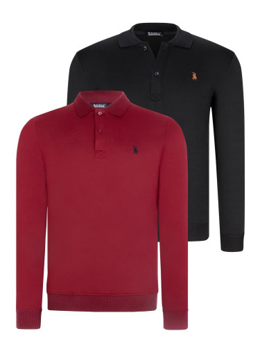 DOUBLE SET V4007 DEWBERRY MEN'S SWEATSHIRT-BLACK-BURGUNDY