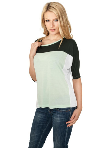 Women's 3-color T-shirt with 3/4 sleeves d.grn/mint/wht