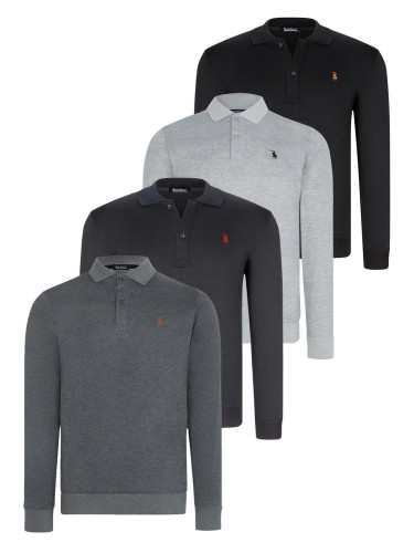 QUADRUPLE SET V4007 DEWBERRY MEN'S SWEATSHIRT-BLACK-NAVY-ANTHRACITE-GREY