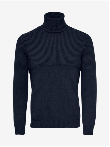 Dark Blue Men's Ribbed Turtleneck ONLY & SONS Al - Men