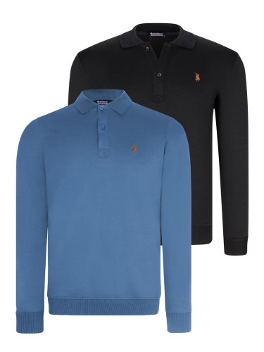 DOUBLE SET V4007 DEWBERRY MEN'S SWEATSHIRT-BLACK-INDIGO