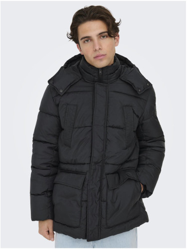 Men's Black Quilted Jacket ONLY & SONS Arwin - Men