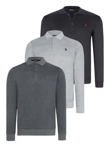 TRIPLE SET V4007 DEWBERRY MEN'S SWEATSHIRT-NAVY-ANTHRACITE-GREY