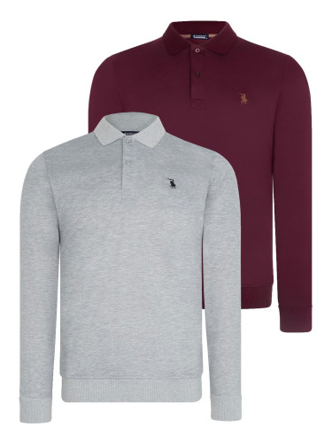 DOUBLE SET V4007 DEWBERRY MEN'S SWEATSHIRT-GREY-PURPLE