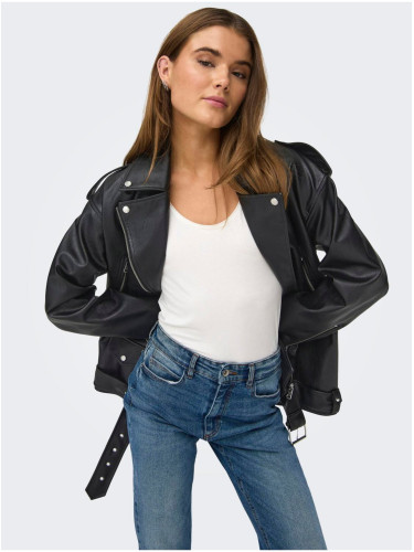 Women's black faux leather jacket ONLY Vera - Women