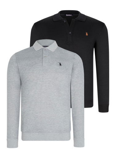 DOUBLE SET V4007 DEWBERRY MEN'S SWEATSHIRT-BLACK-GREY
