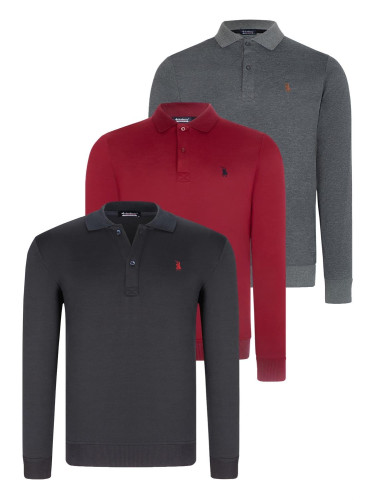 TRIPLE SET V4007 DEWBERRY MEN'S SWEATSHIRT-NAVY-ANTHRACITE-BURGUNDY