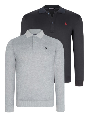 DOUBLE SET V4007 DEWBERRY MEN'S SWEATSHIRT-NAVY - GREY