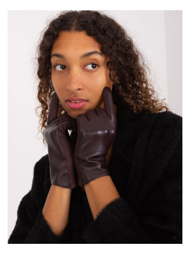 Dark brown gloves with eco-leather