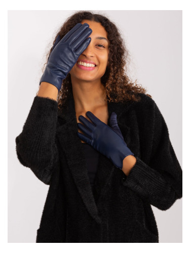 Dark blue elegant gloves with eco leather
