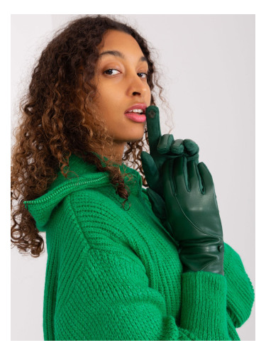 Dark green gloves with eco-leather