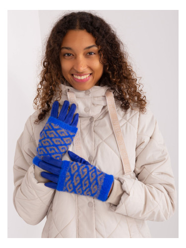 Cobalt blue gloves with knitted overlay
