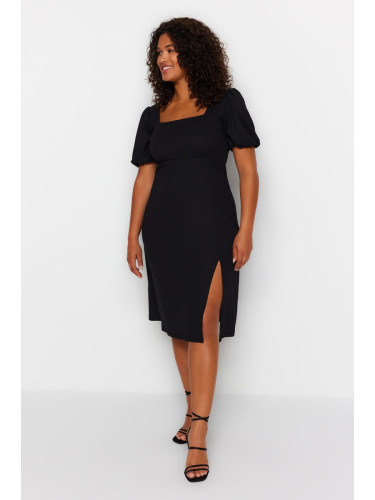 Trendyol Curve Black Slit Knitted Dress
