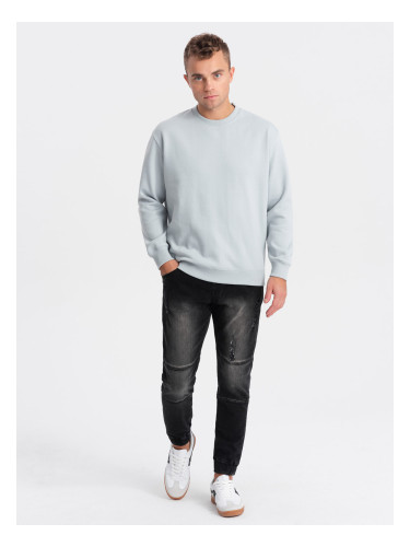 Ombre Men's marbled JOGGERS pants with rubbed edges - black