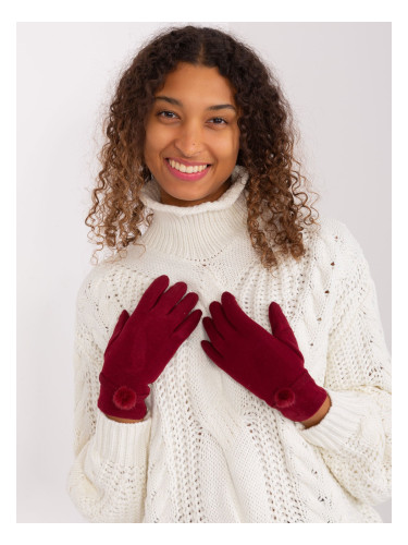 Burgundy women's gloves with belt