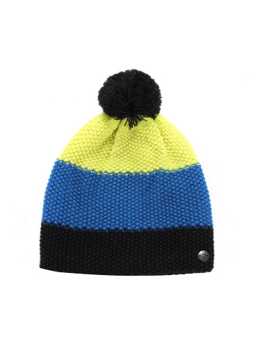 Winter hat with pompom ALPINE PRO DELORE electric blue lemonade