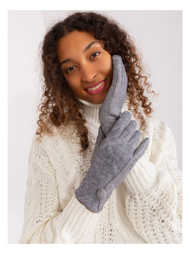 Dark grey knitted women's gloves