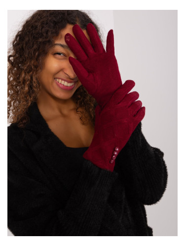 Burgundy gloves with geometric pattern